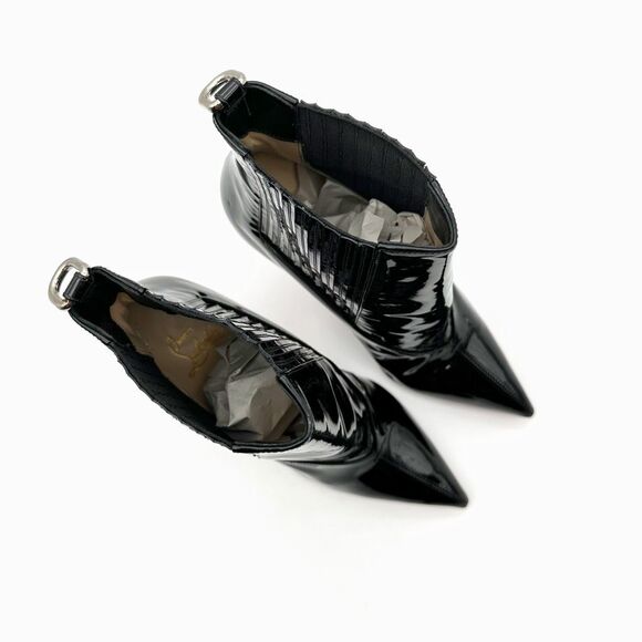 CHRISTIAN LOUBOUTIN Epic Boot 100 Black Chelsea Booties Size 39 Stiletto Spiked - Picture 6 of 13